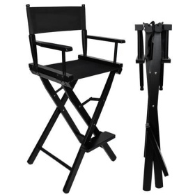 Επαγγελματική καρέκλα μακιγιάζ αναδιπλούμενη με υποπόδιο, Μαύρη