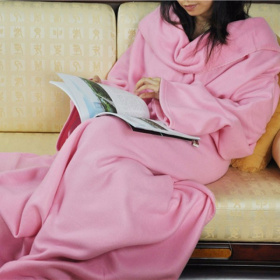 Ολόσωμη κουβέρτα fleece με μανίκια ροζ 1,24x1,65cm